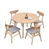 Wooden Dining Table Set,42.01 Inch Modern Simple Design Round Kitchen Table and Fabric Upholstered Dining Chairs for Dining Room, Kitchen