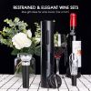 Electric Wine Opener, 4-in-1 Automatic Wine Bottle Opener with Foil Cutter, Reusable Vacuum Wine Stopper for Home Party Wedding, Black