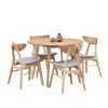 Wooden Dining Table Set,42.01 Inch Modern Simple Design Round Kitchen Table and Fabric Upholstered Dining Chairs for Dining Room, Kitchen