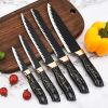 Knife Set for Kitchen, 6-Pieces Black Ultra Sharp Chef Knife Set with Ripple Blade