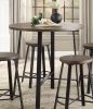 Rustic Industrial Style 5pc Counter Height Set Round Table and 4 Stools Gray Metal Finish Furniture