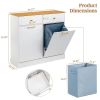 Ktaxon Large Trash Can Cabinet Tilt Out, 10 Gallon Kitchen Island with Hidden Storage, Dog Food Storage, Garbage Hamper Pet Proof, White