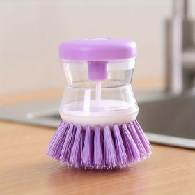 Cleaning Brush; A Multi-functional Brush That Automatically Adds Detergent; Used For Washing Dishes; Brushing Pots; And Brushing Basins (Color: purple)