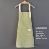 1pc Adjustable Kitchen Cooking Apron Cotton And Linen Machine Washable With 2 Pockets